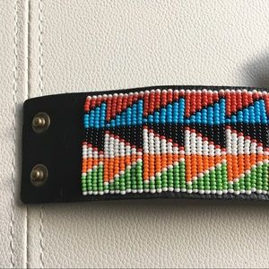 African Beaded Leather Cuff Bracelet